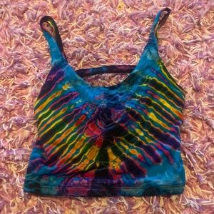 Tie dye cropped tank top w/ open back